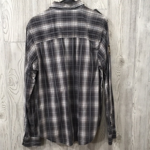 Big Star Western Gray Plaid Pearl Snap Button Down Shirt - Picture 7 of 9